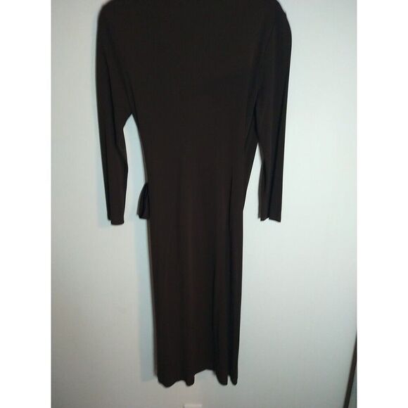 Lauren Ralph Lauren Wrap Vneck Midi Length Long Sleeve Dress 6 Brown Classic - Picture 6 of 8